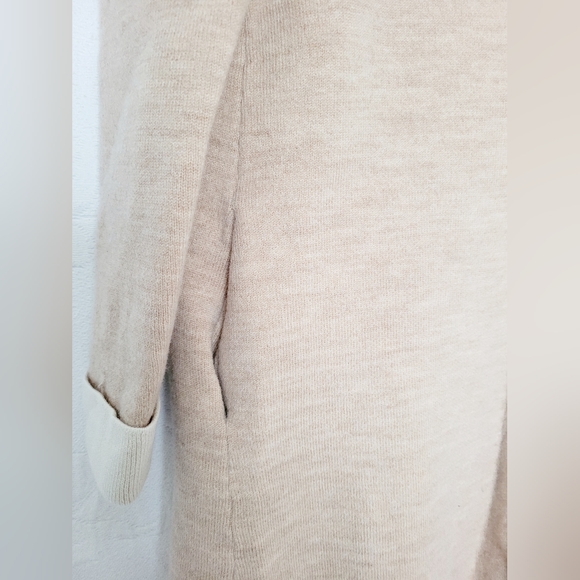 $189 Talbots Women's Pure Merino Wool Open Front Cardigan Tan/Cream XS - Picture 7 of 14